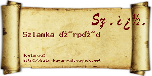 Szlamka Árpád névjegykártya